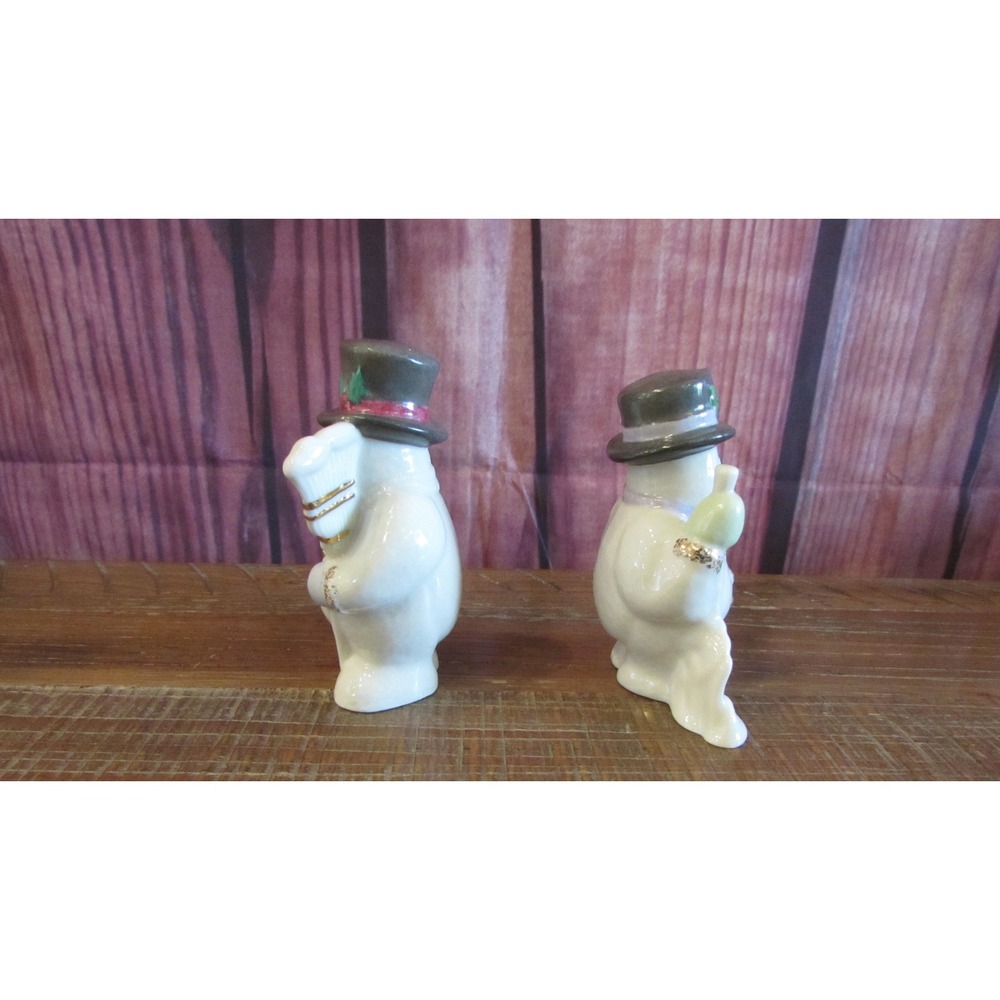 Lenox Happy Holly Days Snowmen Salt & Pepper Shaker Set Porcelain Christmascore - Picture 5 of 7
